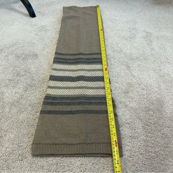 BANANA Republic tan brown gray cream striped warm fall winter knit scarf - Picture 4 of 6